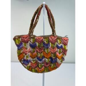 Vintage 60s 70s Handmade Folk Art Textile Purse Boho Art Teacher
